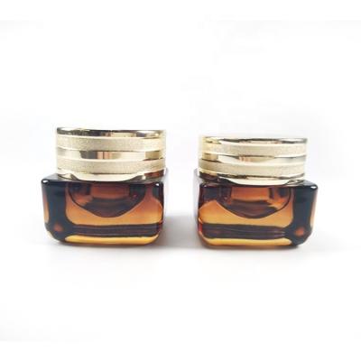 China Square 15ml Amber Glass Bottle Custom Made Personal Care Cosmetic Packaging With Screw Cap Lid for sale