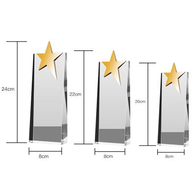 Chine Europe Souvenir Gift Crystal Glass Trophy With Metal Custom Star Glass Trophy Awards MJW-FH0353 à vendre