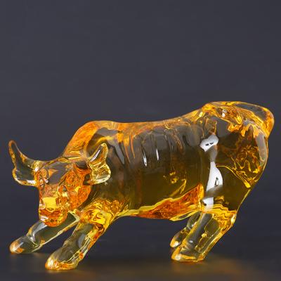 China China Citrine Glass Brushed Crystal Custom Crafts Ornaments Big Gifts Creative Yellow Crystal Cow Ornaments for sale