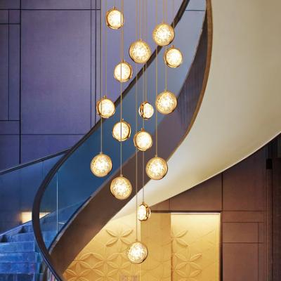 China Villa Smart Crystal Lamp China Pujiang Bubble Ball Stair Chandelier Crystal Chandelier Modern Simple Luxury for sale