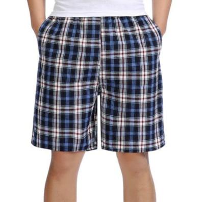 China 2021 Summer Plaid Style Elastic Waist Half Men's Beach Breathable Pants With Drawstring ZGJ-0262 for sale