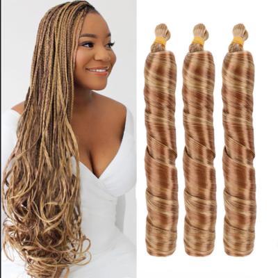 China Looose Synthetic French Wave Curls Braiding Hair 22 Inches Loose Wave Crochet Hair Ombre Spiral Curls Braids Pre Stretched Bulk Extensions for sale