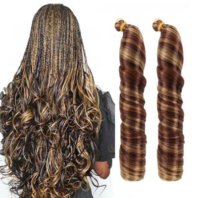 China Looose Wave Synthetic Loose Wave Hair Braiding Extensions Spiral Curls Crochet Hair Pre Stretched French Curls Ombre Braid Hair For Braids for sale