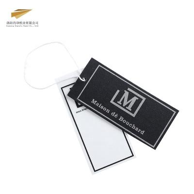 China Sustainable Xiaoyin Custom Printed Black Cardboard Hang Tags For Clothing Set Of Customizable Tags With Tag Strings for sale