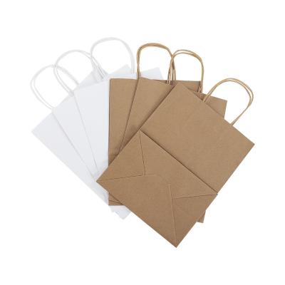 China Custom Recyclable White Black Craft Logo Paper Packaging Brown Gift Kraft Shopping Paper Bags With Handles for sale