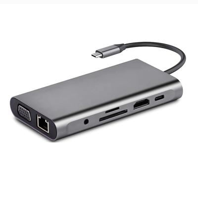 China Charging+Data Transfer+Card Reader 11 In 1 Usb C Hub Adapter 4K HDTV MI VGA SD PD Fast Charging Usb Type C Laptop Docking Station C for Macbook Pro Air HP Dell for sale