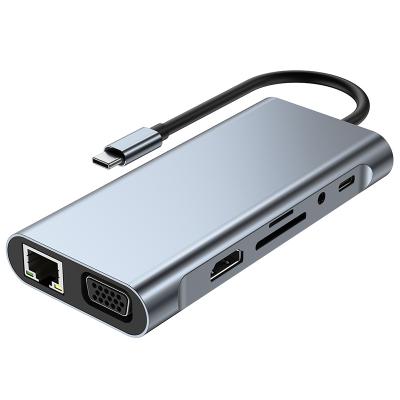 China SmartPhone Computer / Mobile Devices Laptop Tablet 2021 Popular 11 In 1 Aluminum Shell Multifunction 4k 1080p Usb 3.0 Type C Hub For Computer And Mobile Phone for sale