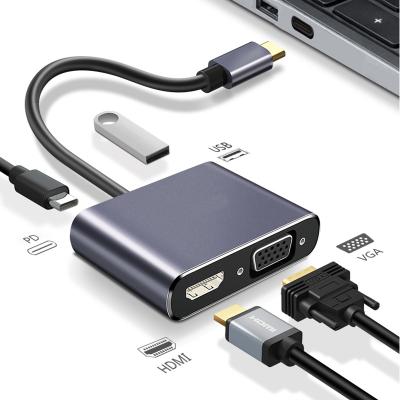 China USB 3.0 Docking Station PD 4K HDTV VGA USB-C USB Hub 4 Port Portable Support 1080P USB Splitter Fast Charging Hub for Mobile Phone for sale