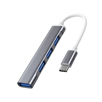 China Support All TYPE-C Channel Computers Aluminum Usb Adapter 4 Usb C Port Hub 4 In 1 With 3 Port 2.0 Usb 3.0 Slim Portable Design For the protection pc laptop for sale