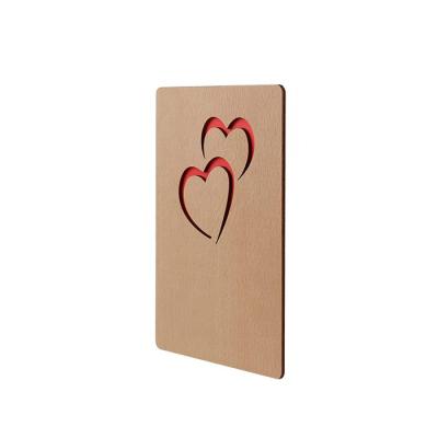 China Europe Wedding Valentine Gifts Bamboo Valentine Cards Wooden Greeting Card for sale