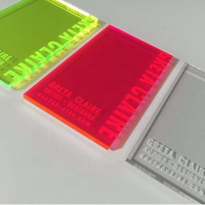 China Eco - Friendly Recycle Card Custom Neon Acrylic Laser Engraved Colorful Acrylic Business Card for sale