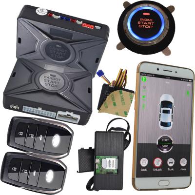 China Intelligent Smart Phone Car Alarm Smart Start Remote Car Starter With Sim Card Start Stop Button for sale