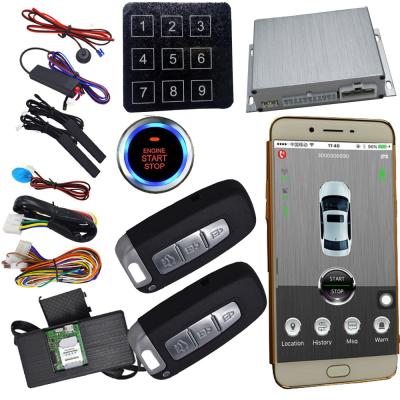 China Gsm Car Alarm Security System Mobile App Central Lock Keyless Entry Engine Start Stop Button for sale