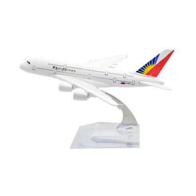 China Diecast Model Civil Aircraft 1:400 16cm Metal Passenger Airplane Mode Toy Philippine Airlines Airbus A380 Die Cast Customization Flat Model for sale