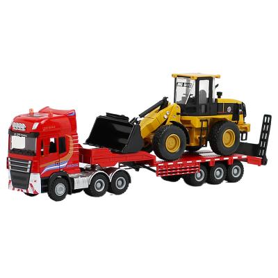 China Diecast Toy 1:50 Metal Platform Truck With 1:60 Metal Forklift Die-Cast Model Toy Yellow Engineering Vehicle Model OEM Customized for sale