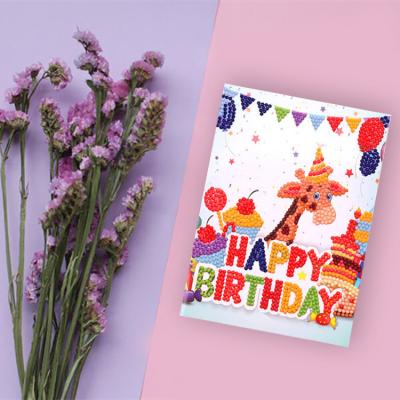 China Europe Bulk Shopping Fawn Pattern Printing White Greeting Card Happy Birthday Handmade Paper Greeting Card for sale