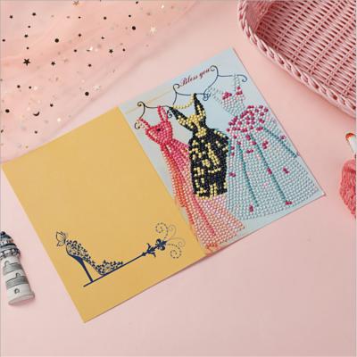 China 2021 Europe new arrival dress pattern paper greeting card handmade diamond painting greeting card for sale