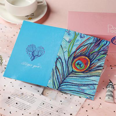 China Best Selling Europe Bless You Greeting Card Diamond Blank Handmade Paper Painting Foldable Greeting Card for sale