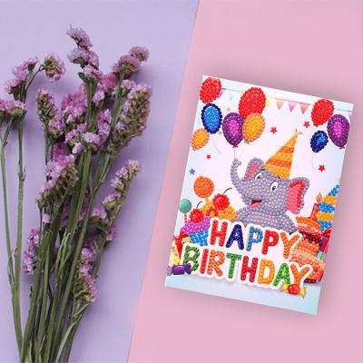 China Europe Design Creative Paper Greeting Card Custom Cute Elephant Happy Birthday Greeting Card for sale