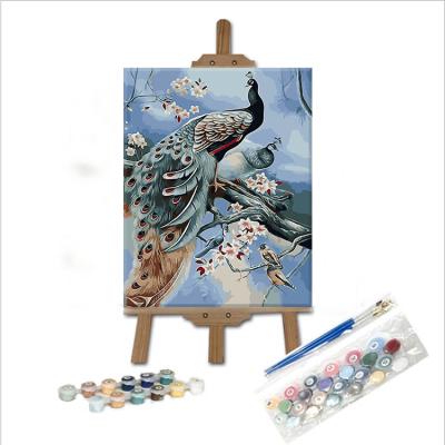 China Factory Wholesale Fashion DIY Painting 40x50cm Peacock Classic Custom Canvas Animal Painting By Number Digital Painting for sale