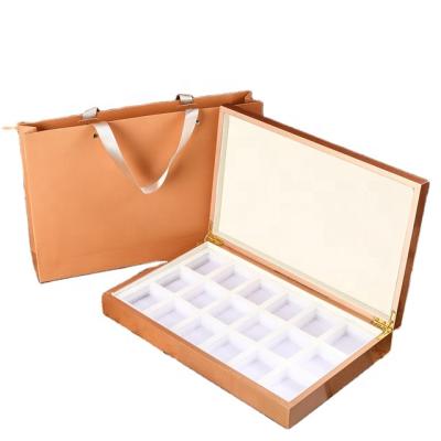 China Chinese style ginseng cordyceps cordyceps lozenge wooden box mirror two color paint tea box stain cosmetics skin care set gift box for sale