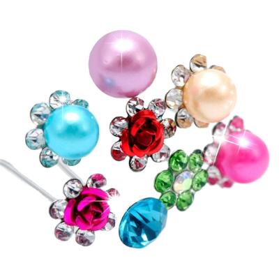 China Trendy Korean Hair Accessories Headdress Headdress Ruyi Hairpin Ruyi Hairpin Pearl Pin Clip Rhinestone U-shaped Hairpin for sale