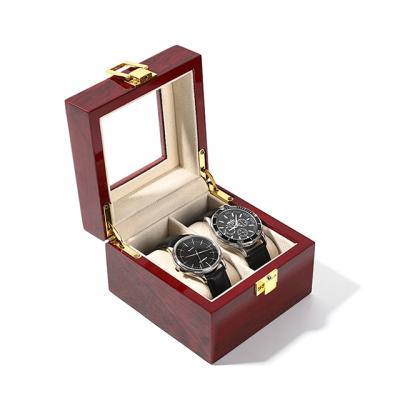 China Lockable Chinese Style Wooden Lacquer Watch Packaging Box Provided By Household 2 Common Simple Men's Watch Display Storage Box for sale