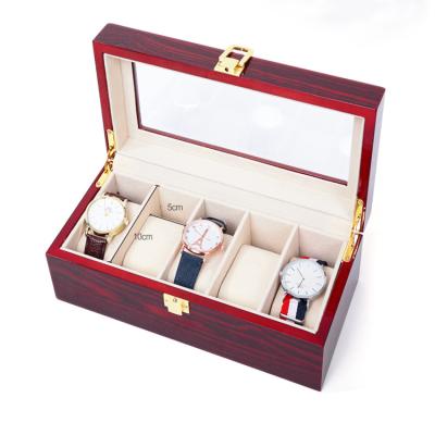 China Chinese Style Factory Vintage Watch Wooden Box 5 Digit Watch Box Direct Buckle Counter Display Storage Box for sale