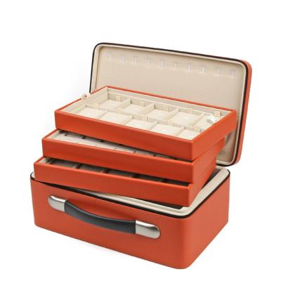 China Newest Three-layer multi-functional portable jewelry box, ring, necklace, jewelry storage display box, large capacity for sale