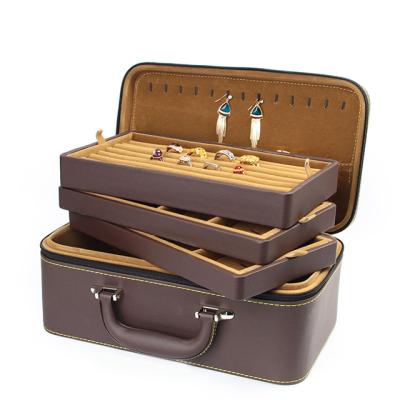 China Newest High-end Jewelry Box New Fashion Suitcase Factory Exquisite Stain New for sale