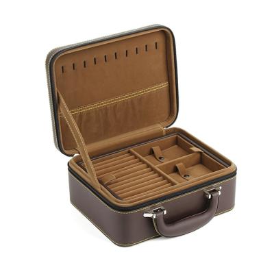 China Newest Multifunctional Portable Leather Jewelry Box Professional Double-Layer Travel Maker Detachable Jewelry Storage Box for sale