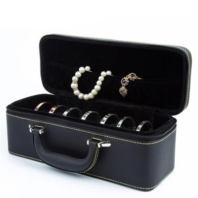 China Leather Newest Multifunctional Travel Portable Ring Earring Storage Box 15 Jewelry Bracelet Box Stain for sale