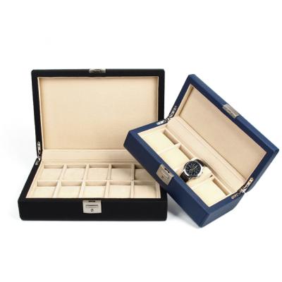 China New Style PU Leather Hand 10 Digit Watch Storage Box 4 Digit Watch Jewelry Box With Lock Watch Storage Display Box Wholesale for sale