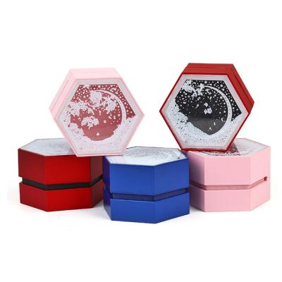 China Newest Quicksand Jewelry Storage Box Ring Necklace Jewelry Bag Decoration Hexagonal Dual-Use Box for sale