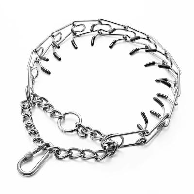 China Viable Hot Selling Large Adjustable Dog Pinch Fork Obstruct Metal Training Chain Steel Dog Collar for sale