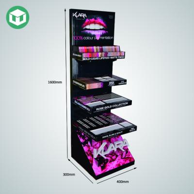 China cardboard shopping mall makeup display stand/cosmetic display racks floor paper display stand for makeup for sale