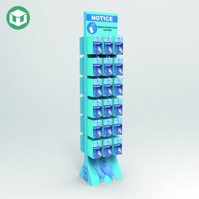 China 2019 Hot Cardboard Supermarket Display Stand Unique Design Custom Printed Gloves Display Rack For Shops for sale