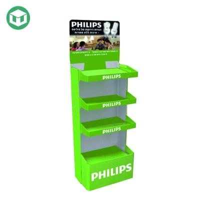 China Cardboard 4 Shelves Custom Product Display Stands For LED , Cardboard Light Bulb Display Stand for sale