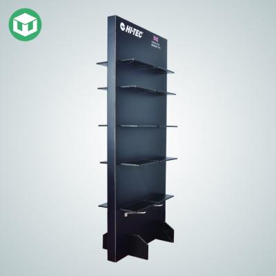 China Hot Sale OEM Cardboard Pegboard Shoes Show Racks For Retail Store, Floor Standing Pegboard Display Rack With Shelf for sale