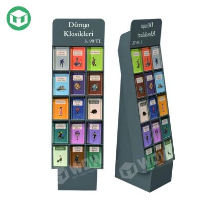 China 2021 Hot Selling Cardboard Customized A4 Display Cardboard Floor Display Stand Cardboard Book Rack for sale