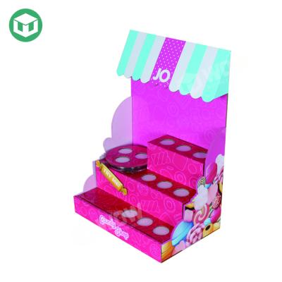 China New Customized Corrugated Candy Cardboard Display Counter Cardboard 2021 Retail Cardboard Display For Supermarket for sale