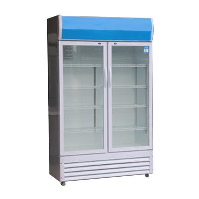 China Commercial Single-Temperature Two Doors Glass Showcase Drink Coolers With CE/ETL for sale