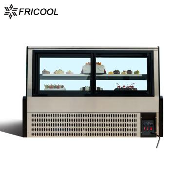 China Single-temperature counter front curved doors cake display case bread countertops showcase with CE/ETL for sale