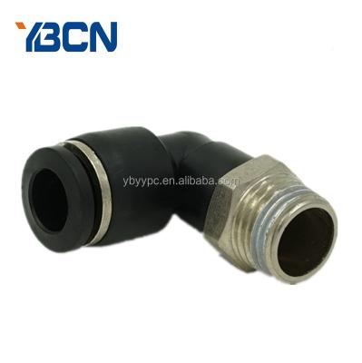 China PL Pneumatic Plastic Fittings Plastic Push In Fitting Pneumatic Valve Connector Black Fitting for sale