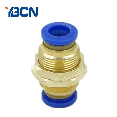 China Union Bulkhead Brass Straight Pneumatic Air Fitting PM for sale