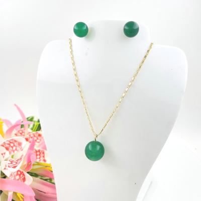 China TRENDY Jade Necklace Set with Stud Earring Hawaii Samoa Guam Jewelry Wholesale Best Gift for Mom Mother's Day for sale