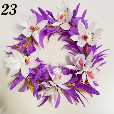 China Tropical Hawaiian Samoa Jewelry Haku Hula Dance Flower Hair Accessories Island Flower Headband Cloth Spider Lily Orchid Elastic Headband for sale