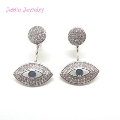 China C5922 Ethnic Customized Evileyes 925 Silver Paved CZ Earring for sale