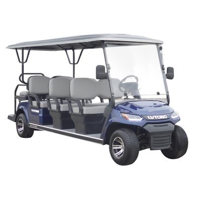 China Welded High Tensile Steel + PP Engineering Plastics 8 Seaters Electric Sightseeing Golf Cart With Rear Seats for sale