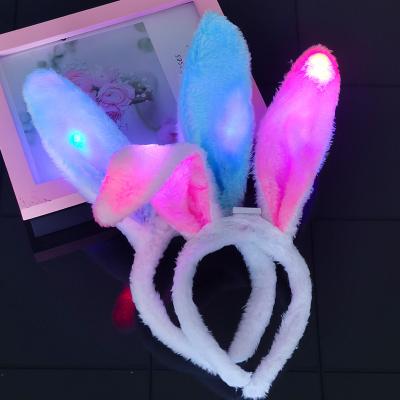 China Plush+PVC+Electronic Components LED Light Rabbit Ears Headdress Headbands Halloween Christmas Party Decorations Hair Accessories for Girls for sale